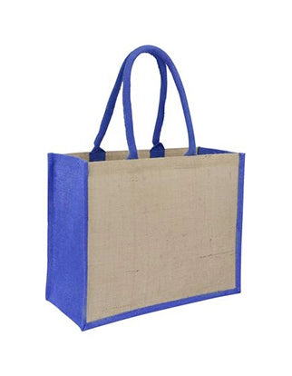 Jute Laminated Tote Bag - Blue