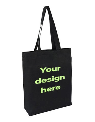 Canvas Tote Bag With Base - Black - Custom Printed