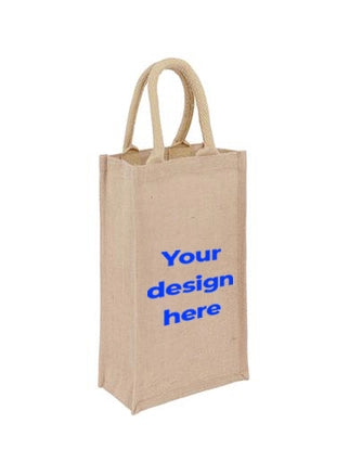 Jute Wine Bag - 2 Bottle - Custom Printed