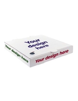 White Pizza Boxes (12 inches) 305mm - Custom Printed