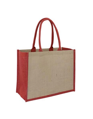 Jute Laminated Tote Bag - Red